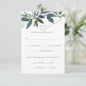 Greenery Geo | Rose Gold Meal Choice Hochzeit RSVP Karte (Stehend Vorderseite)