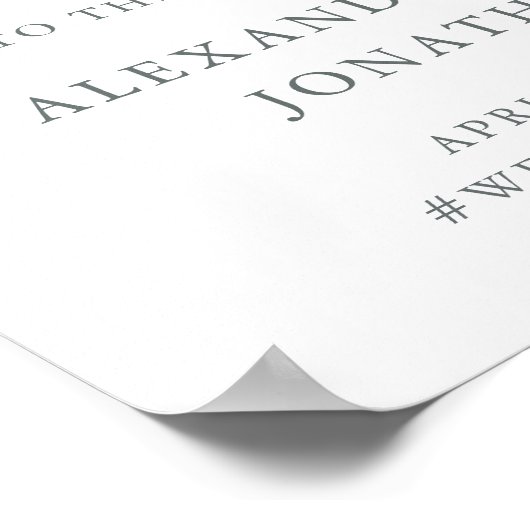 Greenery Geo | Rose Gold Script Hochzeitsempfang Poster (Ecke)