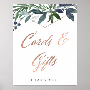 Greenery Geo Rose Gold Wedding Cards und Geschen Poster