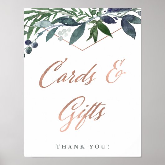 Greenery Geo | Rose Gold Wedding Cards und Geschen Poster (Vorne)