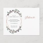 Greenery Geo | Rose Gold Wedding Datum speichern Postkarte (Rückseite)