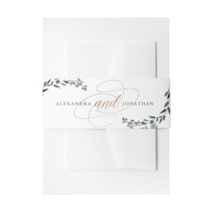 Greenery Geo Rose Gold Wedding Einladungsbanderole