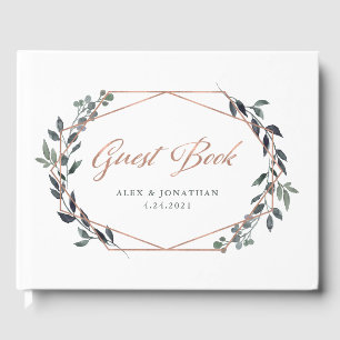 Greenery Geo Rose Gold Wedding Gästebuch