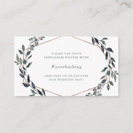 Greenery Geo | Rose Gold Wedding Hashtag Begleitkarte
