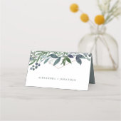 Greenery Geo | Rose Gold Wedding Platzkarte (Rückseite)