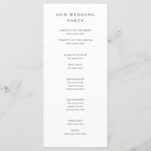 Greenery Geo | Rose Gold Wedding Programm (Rückseite)