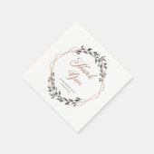 Greenery Geo | Rose Gold Wedding Serviette (Ecke)