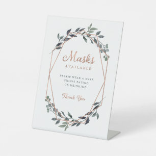 Greenery Geo Rose Gold Wedding Stoff Mund-Nase Sockelschild