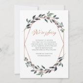 Greenery Geo | Rose Gold Wedding Stornierung Einladung (Vorderseite)