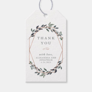 Greenery Geo Rose Gold Wedding Vielen Dank Geschenkanhänger