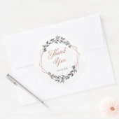 Greenery Geo | Rose Gold Wedding Vielen Dank Runder Aufkleber (Umschlag)