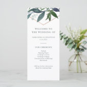 Greenery Geo | Roségoldene Hochzeit Programm (Stehend Vorderseite)