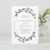 Greenery Geo | Silberhochzeit Einladung (Stehend Vorderseite)