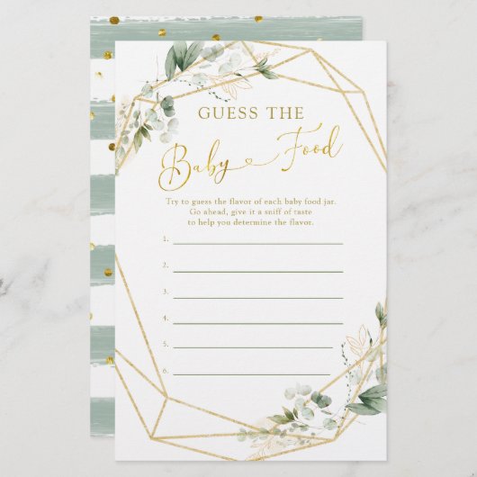 Greenery Geometric Baby in Bloom Guess Baby Food (Vorne/Hinten)