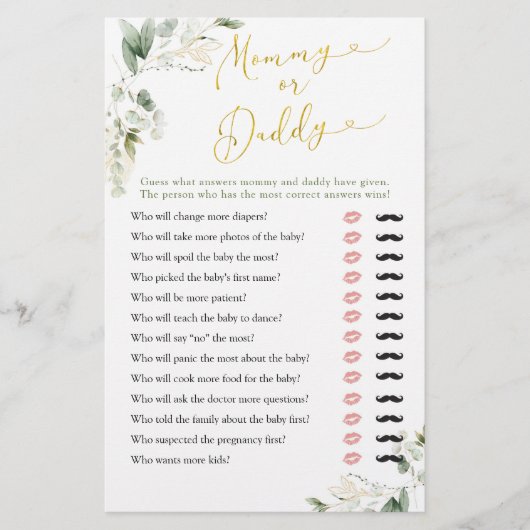 Greenery Geometric Baby in Bloom Mommy oder Daddy (Vorderseite)