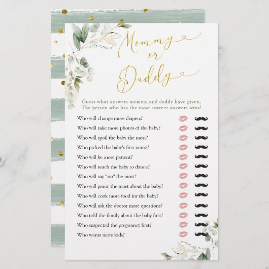 Greenery Geometric Baby in Bloom Mommy oder Daddy (Vorne/Hinten)