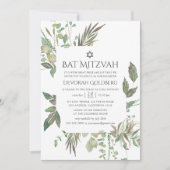 Greenery Geometric Bat Mitzvah Einladung (Vorderseite)