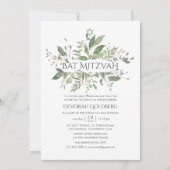 Greenery Geometric Bat Mitzvah Einladung (Vorderseite)