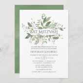 Greenery Geometric Bat Mitzvah Einladung (Vorne/Hinten)