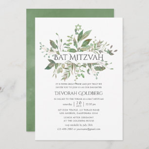 Greenery Geometric Bat Mitzvah Einladung