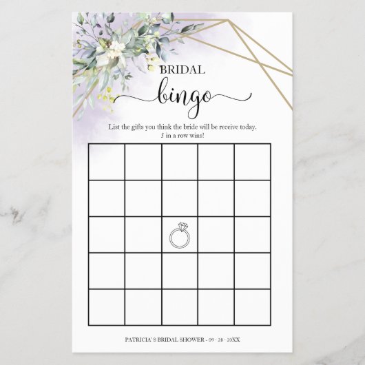 Greenery Geometric Brautparty Bingo Flyer (Vorne)