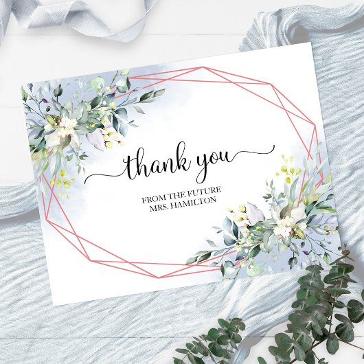 Greenery Geometric Brautparty Danke Postcar Postkarte