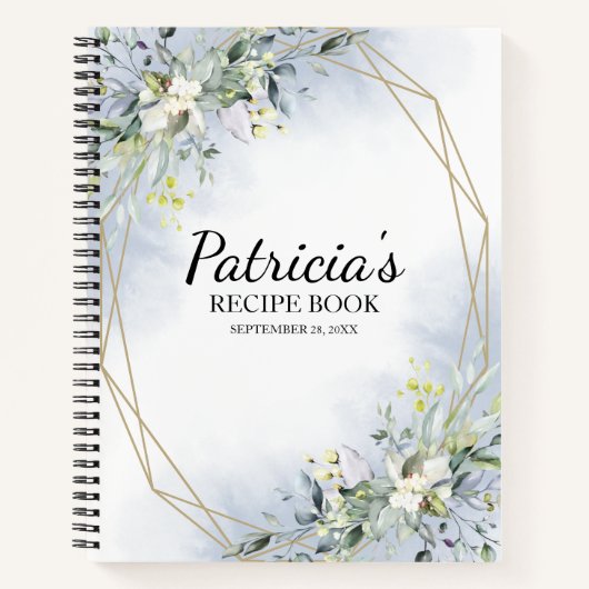 Greenery Geometric Brautparty Rezept Buch (Vorderseite)