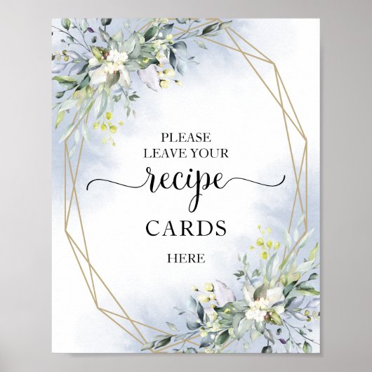 Greenery Geometric Brautparty Rezept Cards Zeichen Poster (Vorne)