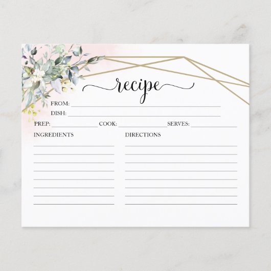 Greenery Geometric Brautparty Rezeptkarten (Vorderseite)