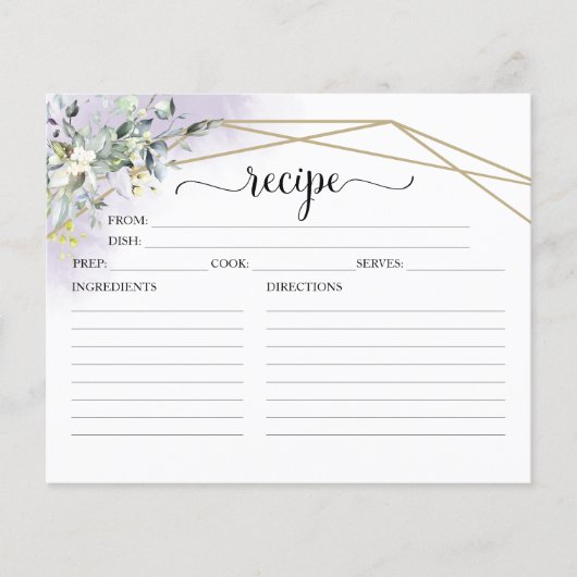 Greenery Geometric Brautparty Rezeptkarten (Vorderseite)