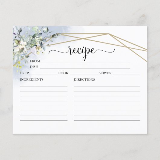 Greenery Geometric Brautparty Rezeptkarten (Vorderseite)