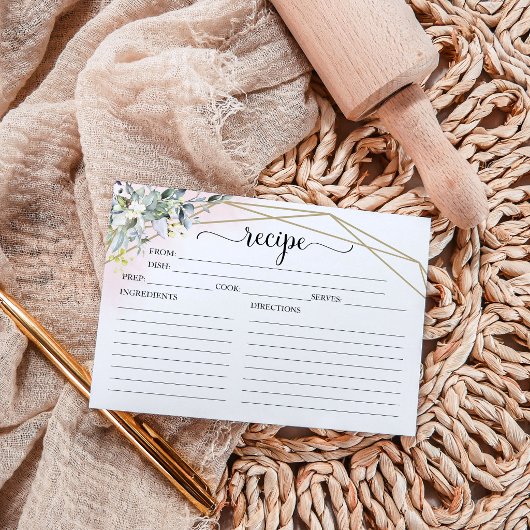 Greenery Geometric Brautparty Rezeptkarten