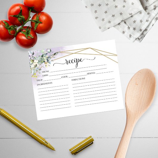 Greenery Geometric Brautparty Rezeptkarten