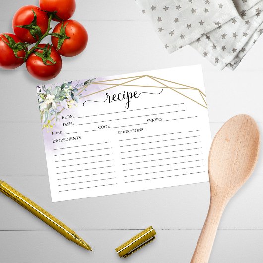 Greenery Geometric Brautparty Rezeptkarten