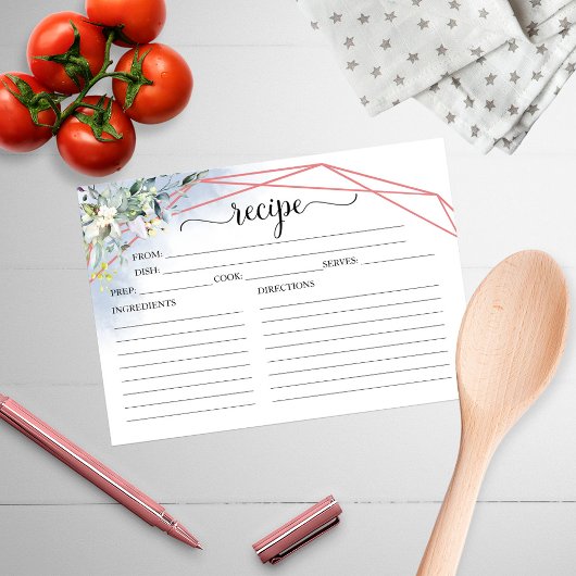 Greenery Geometric Brautparty Rezeptkarten