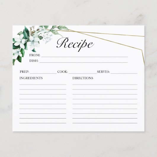 Greenery Geometric Brautparty Rezeptkarten (Vorderseite)