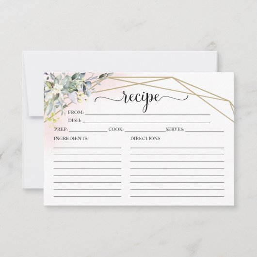 Greenery Geometric Brautparty Rezeptkarten (Vorderseite)