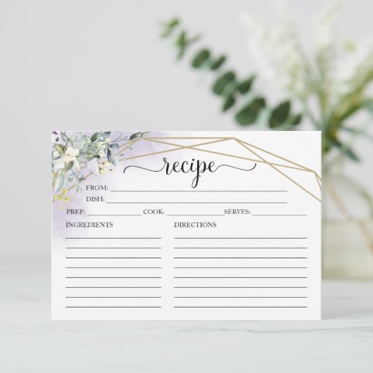 Greenery Geometric Brautparty Rezeptkarten (Stehend Vorderseite)