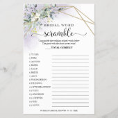 Greenery Geometric Bridal Word Scramble Game Flyer (Vorne)
