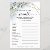 Greenery Geometric Bridal Word Scramble Game Flyer (Vorne)