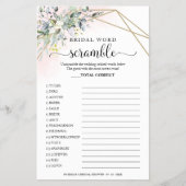 Greenery Geometric Bridal Word Scramble Game Flyer (Vorne)