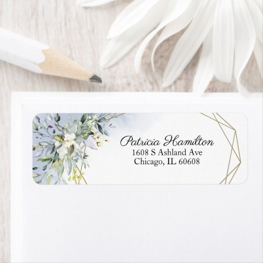 Greenery Geometric Dusty Blue Rücksendeadresse (Insitu)