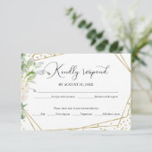 Greenery Geometric Elegant Wedding RSVP Card (Stehend Vorderseite)