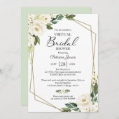 Greenery Geometric Floral Virtual Brautparty Einladung (Vorne/Hinten)