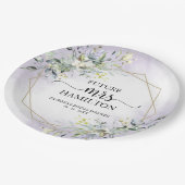 Greenery Geometric Lila Lavender Brautparty Pappteller (Schrägansicht)