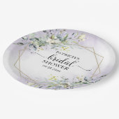 Greenery Geometric Lila Lavender Brautparty Pappteller (Schrägansicht)