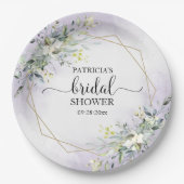 Greenery Geometric Lila Lavender Brautparty Pappteller (Vorderseite)