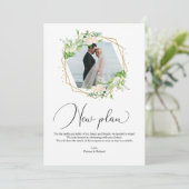 Greenery Geometric New Plan Elopement Empfang Einladung (Stehend Vorderseite)