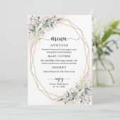 Greenery Geometric Pink Blush Brautparty Menu Einladung (Stehend Vorderseite)