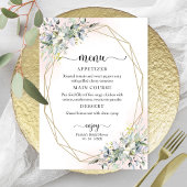 Greenery Geometric Pink Blush Brautparty Menu Einladung